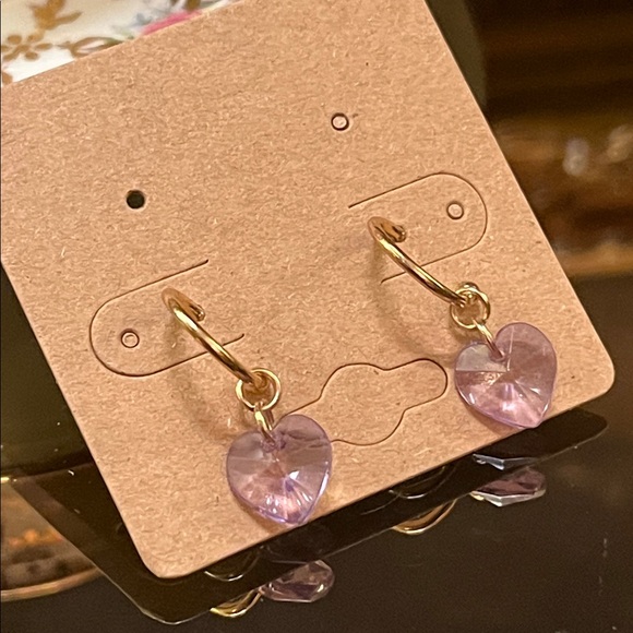 Crystal Heart Hoop Earrings - Picture 2 of 5